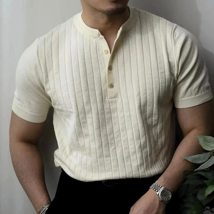 Harvey Ribbed Henley T-Shirt
