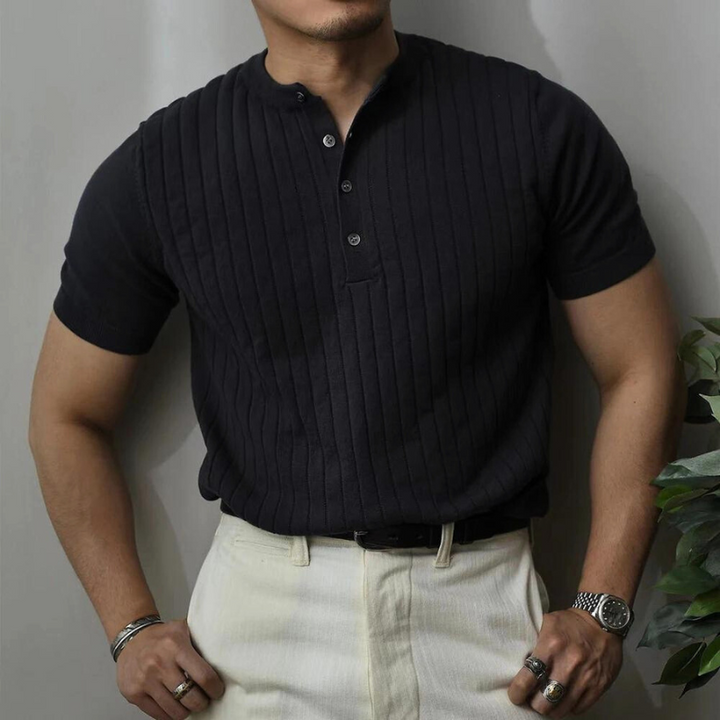 Harvey Ribbed Henley T-Shirt