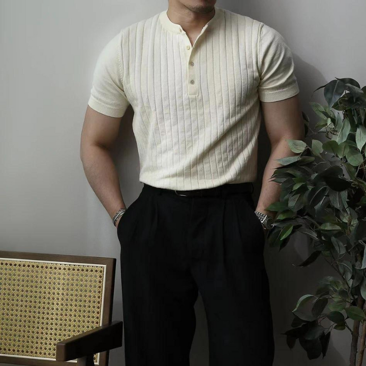 Harvey Ribbed Henley T-Shirt