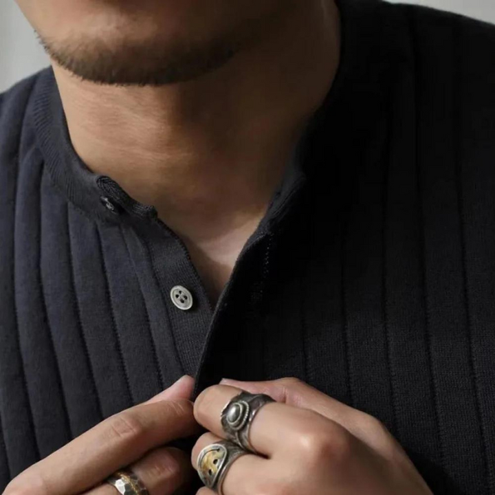 Harvey Ribbed Henley T-Shirt