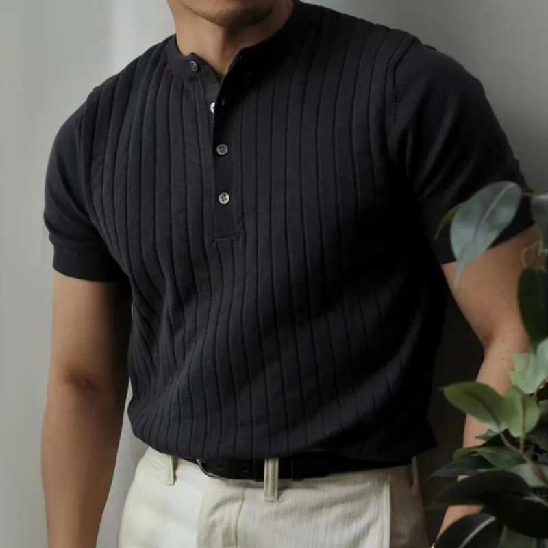 Harvey Ribbed Henley T-Shirt