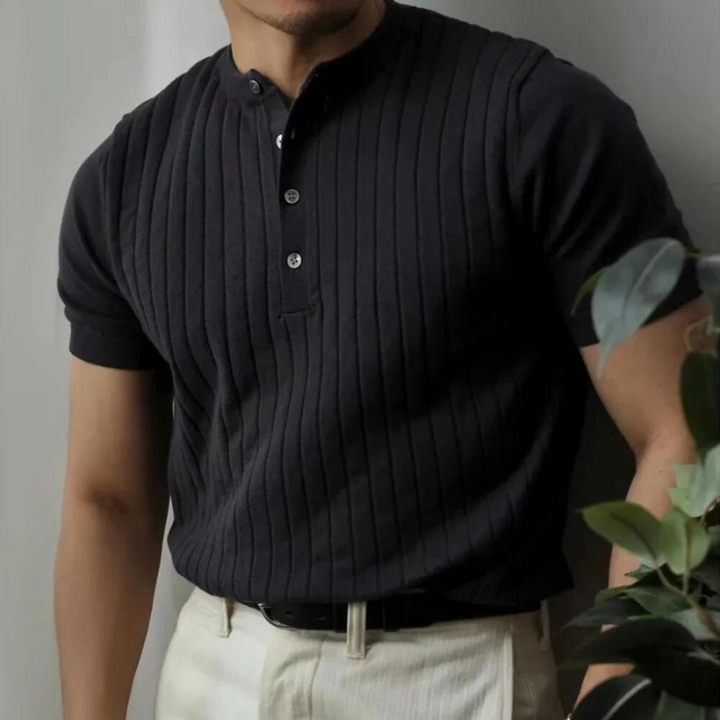 Harvey Ribbed Henley T-Shirt
