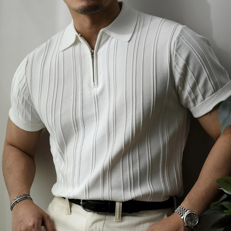 Modeno Ribbed Quarter Zip Polo