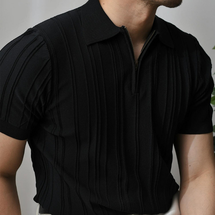 Modeno Ribbed Quarter Zip Polo