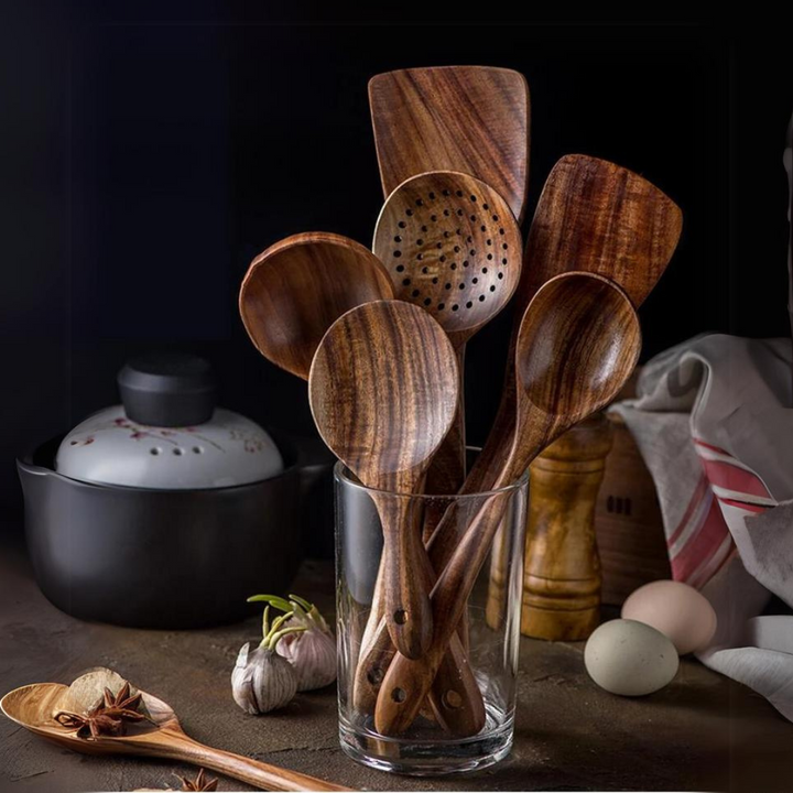 Mixelle™ Rustic Teak Wood Utensils Set