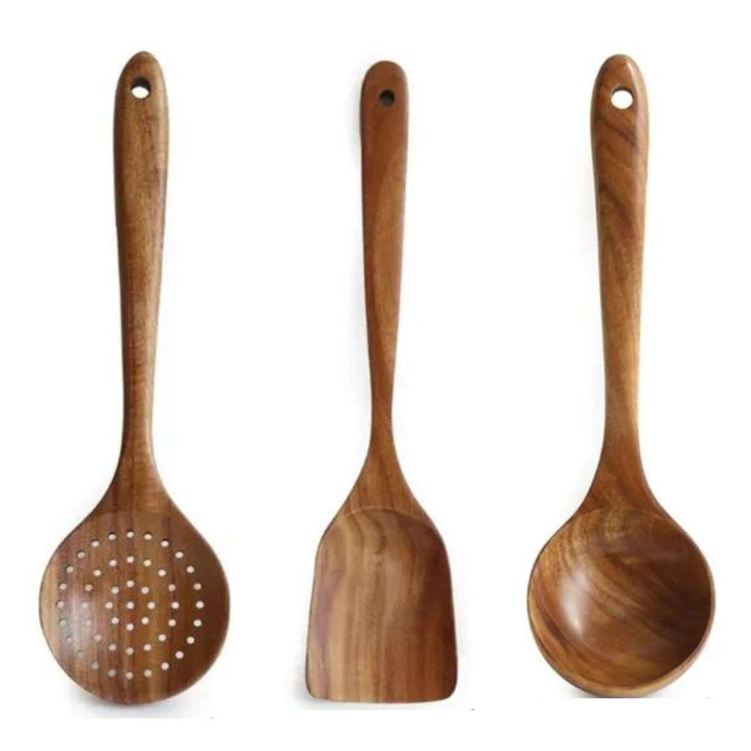 Mixelle™ Rustic Teak Wood Utensils Set