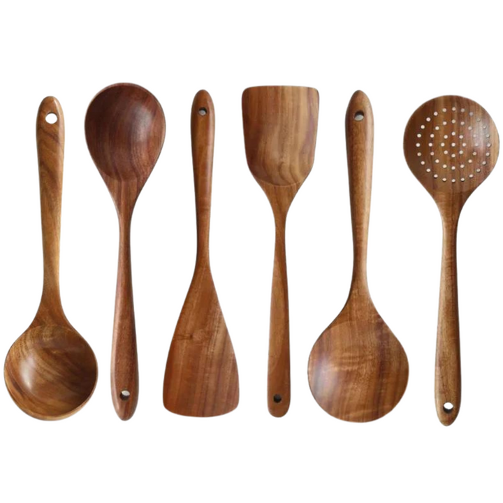 Mixelle™ Rustic Teak Wood Utensils Set